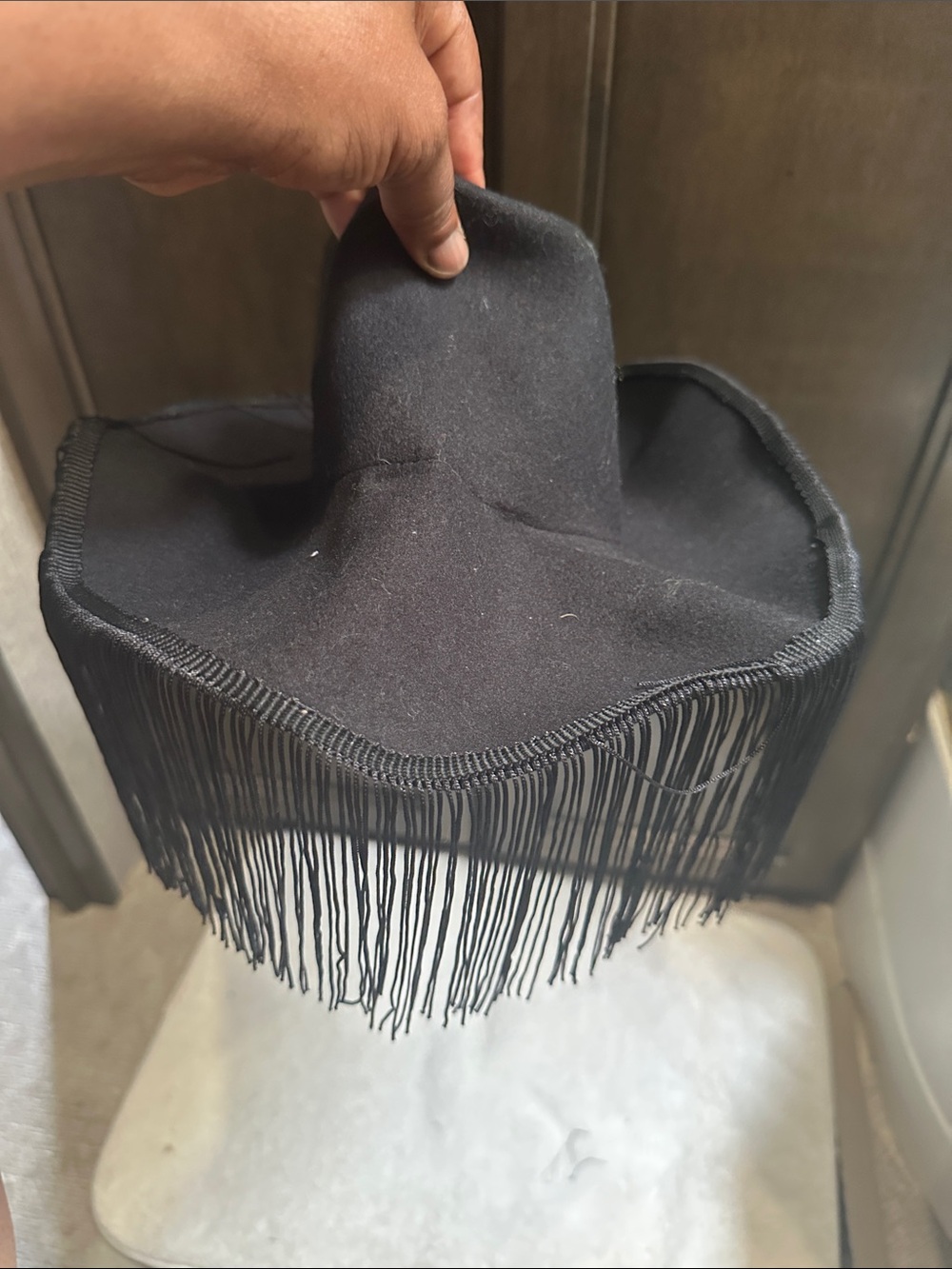 Source Unknown Black Fringe Western Hat